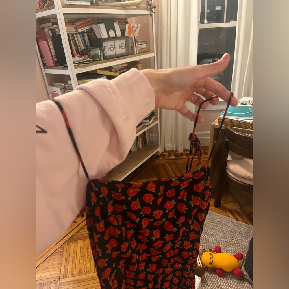 EUC Reformation 4 midi roses spaghetti strap tie adjustable dress